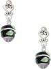 Silver Plated Lime Leaves on Black Band Spinner - Filigree Heart Post Earrings