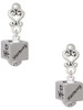 Silver Plated Chinese Symbol Harmony Square Spinner - Filigree Heart Post Earrings