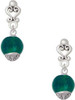 Silver Plated 12mm Glass Teal Roller Spinner - Filigree Heart Post Earrings