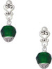 Silver Plated 12mm Faceted Green Glass Spinner - Filigree Heart Post Earrings