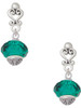 Teal Faceted Glass Spinner - Filigree Heart Post Earrings