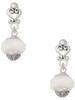 Opaque White Faceted Glass Spinner - Filigree Heart Post Earrings