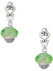 Lime Green Faceted Glass Spinner - Filigree Heart Post Earrings