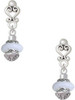 Silver Plated White Center Spinner - Filigree Heart Post Earrings