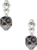 Silver Plated Diagonal Banded Barrel with Brown Crystals Spinner - Filigree Heart Post Earrings