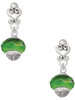 Green & Yellow Faceted Glass Spinner - Filigree Heart Post Earrings