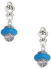 Silver Plated Hot Blue Center Spinner - Filigree Heart Post Earrings