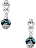 Silver Plated Wide Hot Blue Cheetah Print Band Spinner - Filigree Heart Post Earrings