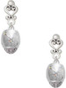Silver Plated Barrel with AB Clear Crystal Stars Spinner - Filigree Heart Post Earrings
