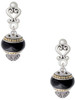 Two-tone Black Round Spinner - Filigree Heart Post Earrings