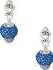 Silver Plated Blue Crystal Sparkle Spinner - Filigree Heart Post Earrings