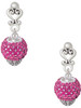 Silver Plated Hot Pink Crystal Sparkle Spinner - Filigree Heart Post Earrings