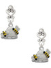 Silver Plated Beehive with 2 Bumble Bees - Filigree Heart Post Earrings