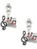 Silver Plated Music Sheet with Hearts - Filigree Heart Post Earrings