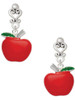 Silver Plated Large Red Apple - Filigree Heart Post Earrings