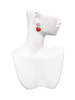 Silver Plated Large Red Apple - Filigree Heart Post Earrings