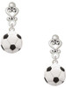 Silver Plated Large Enamel Soccer ball - Filigree Heart Post Earrings