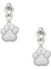 Silver Plated Large White Paw - Filigree Heart Post Earrings