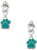 Silver Plated Small Teal Paw - Filigree Heart Post Earrings