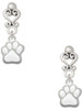 Silver Plated Small White Paw - Filigree Heart Post Earrings