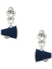 Silver Plated Small Navy Blue Megaphone - Filigree Heart Post Earrings