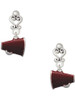 Silver Plated Small Maroon Megaphone - Filigree Heart Post Earrings