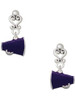 Silver Plated Small Purple Megaphone - Filigree Heart Post Earrings