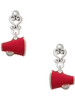 Silver Plated Small Red Megaphone - Filigree Heart Post Earrings