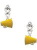 Silver Plated Small Yellow Megaphone - Filigree Heart Post Earrings