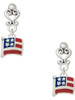 Silver Plated Mini USA Flag - Filigree Heart Post Earrings