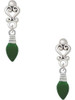 Silver Plated Green Christmas Light - Filigree Heart Post Earrings