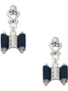 Silver Plated Blue Torah Scroll - Filigree Heart Post Earrings