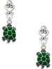 Silver Plated Green Top Turtle - Filigree Heart Post Earrings