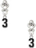 Silver Plated Black Number - 3 - Filigree Heart Post Earrings