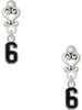 Silver Plated Black Number - 6 - Filigree Heart Post Earrings