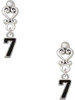 Silver Plated Black Number - 7 - Filigree Heart Post Earrings