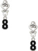 Silver Plated Black Number - 8 - Filigree Heart Post Earrings