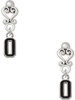 Silver Plated Black Number - 0 - Filigree Heart Post Earrings