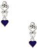 Silver Plated Mini Two Sided Purple Heart - Filigree Heart Post Earrings