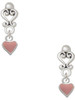 Silver Plated Mini Two Sided Pink Heart - Filigree Heart Post Earrings