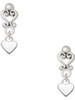 Silver Plated Mini Two Sided White Heart - Filigree Heart Post Earrings