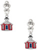 Silver Plated Red School House - Filigree Heart Post Earrings