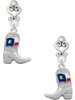 Silver Plated Cowboy Boot with Texas Flag - Filigree Heart Post Earrings