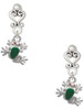 Silver Plated Mini Green Tree Frog - Filigree Heart Post Earrings