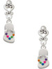 Silver Plated Multicolored Flip Flop - Filigree Heart Post Earrings