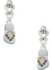 Silver Plated Multicolored Crystal Flip Flop - Filigree Heart Post Earrings