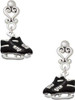 Silver Plated Black Ice Skates - Filigree Heart Post Earrings