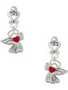 Silver Plated Lined Angel with Red Heart - Filigree Heart Post Earrings