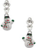 Silver Plated White Enamel Snowman - Filigree Heart Post Earrings