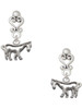 Silver Plated Horse - Outline - Filigree Heart Post Earrings